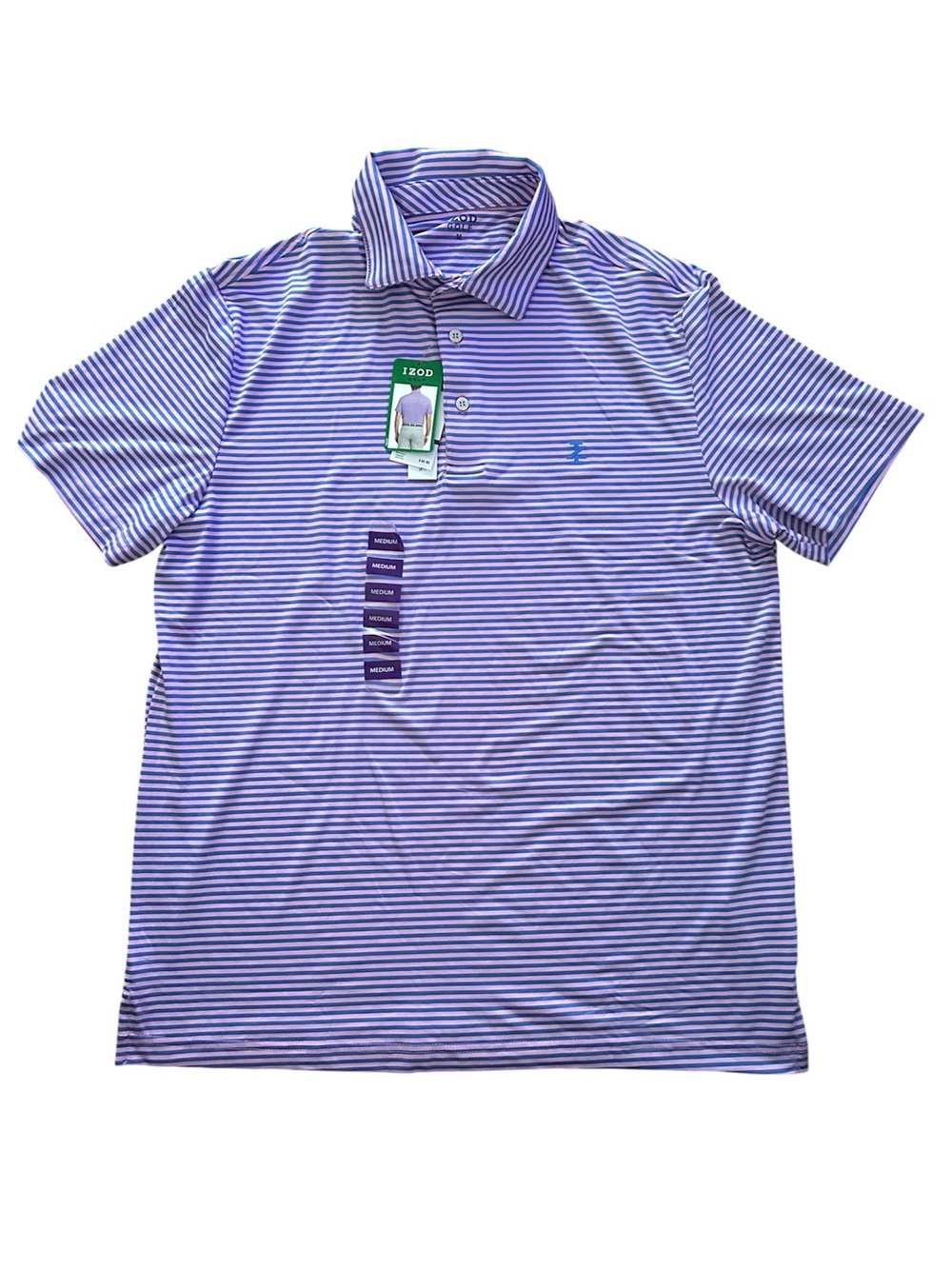 Izod Periwinkle Pink Striped Polo Size M